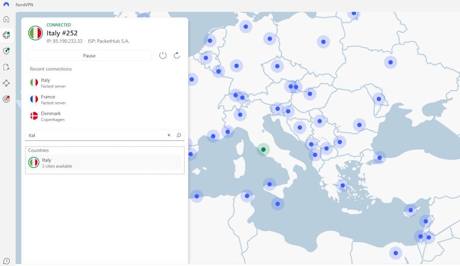 NordVPN Italien VPN server